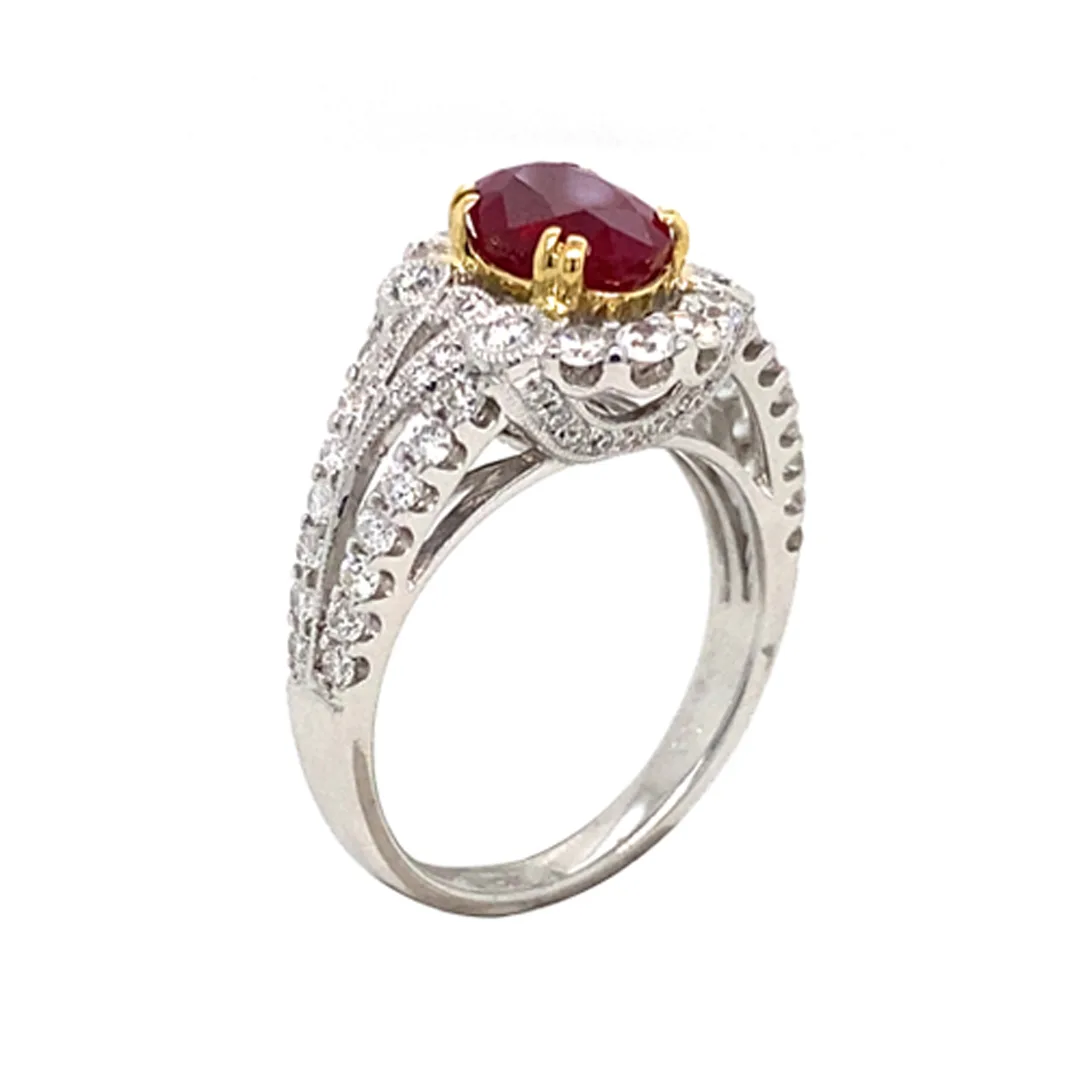 18K Two-Tone Gold Ruby Ring