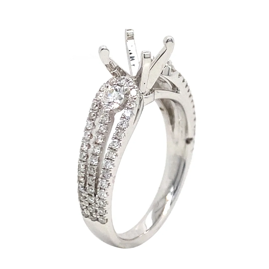 18K White Gold Diamond Semi Mount Ring