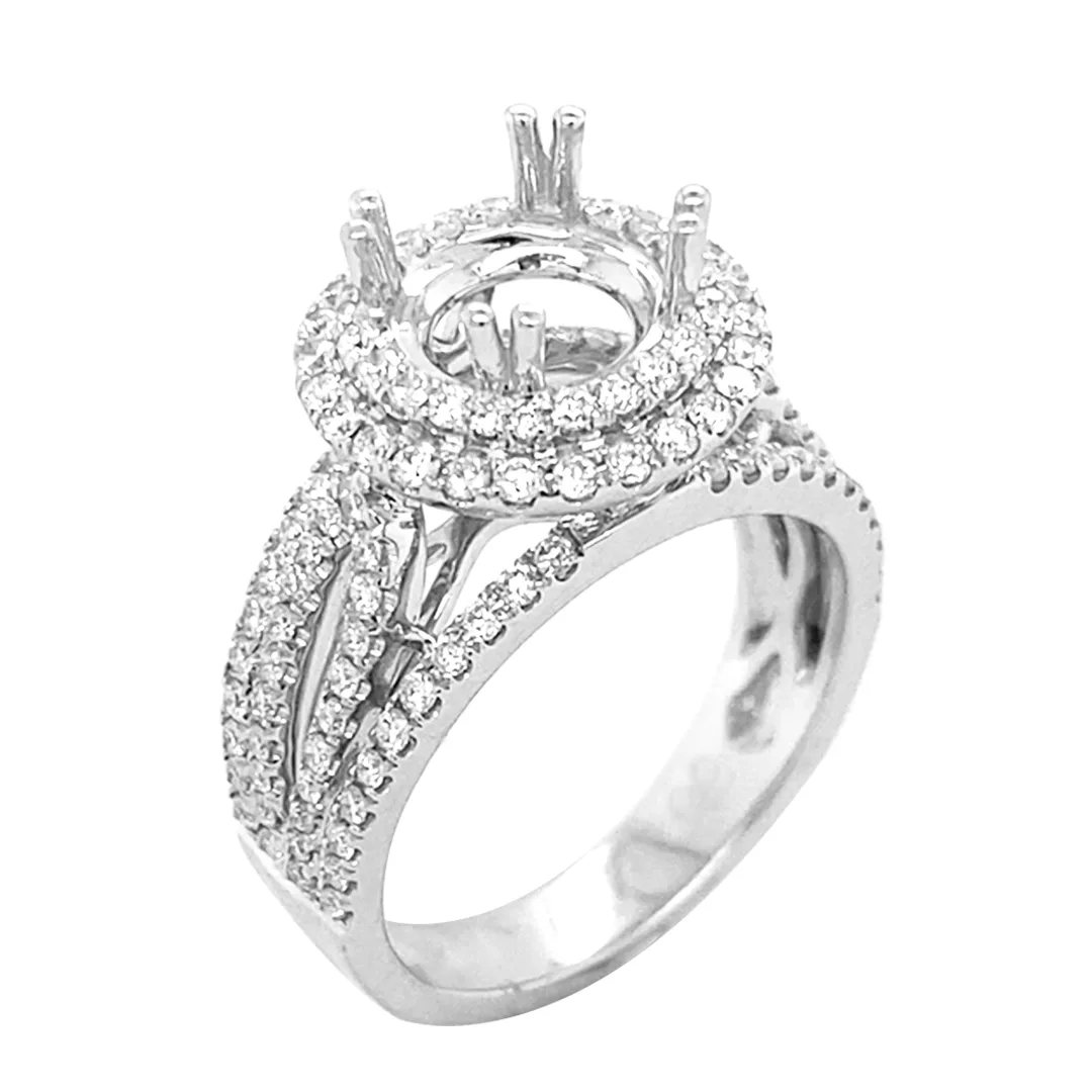 18K White Gold Semi Mount Ring