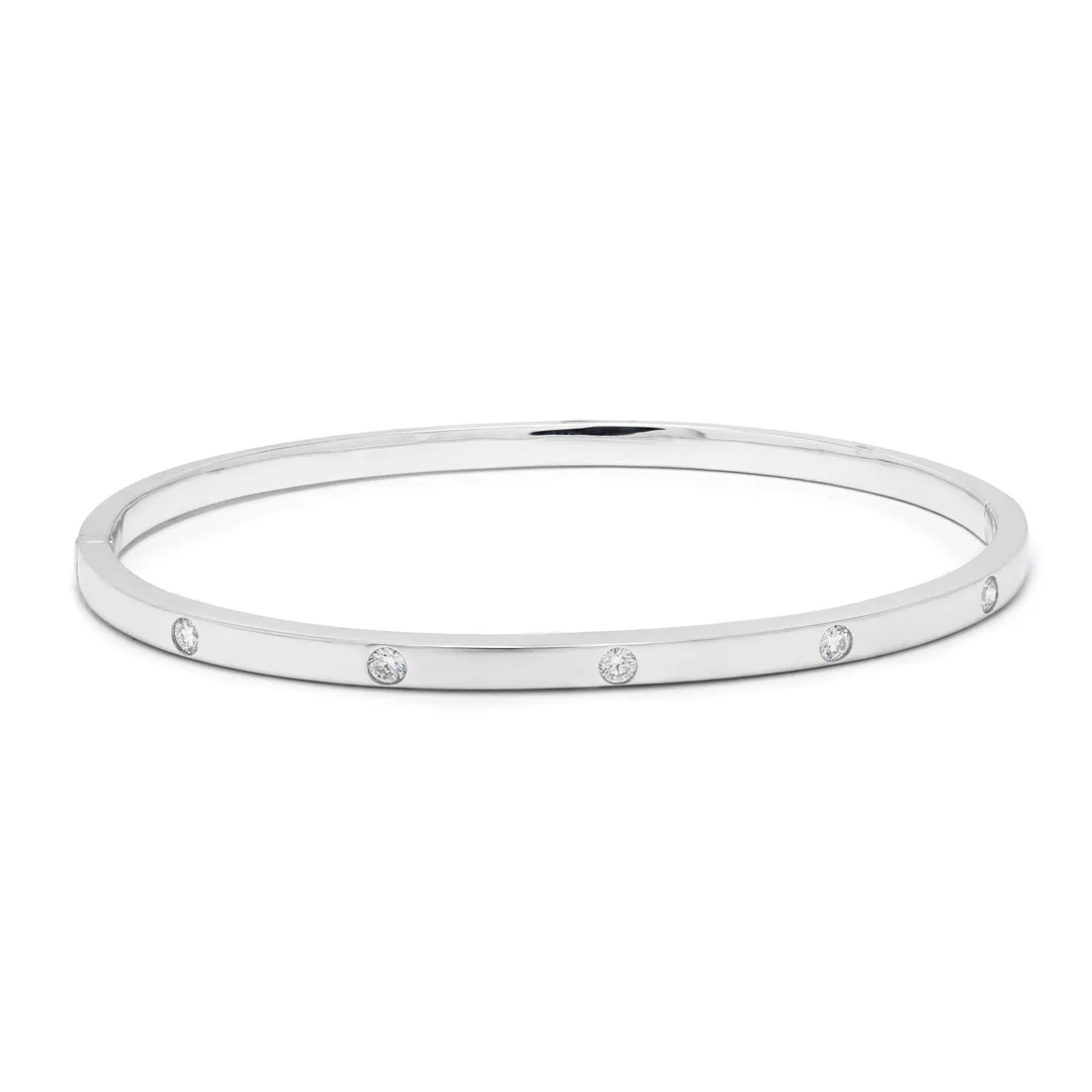 18K White Gold Diamond Bangle