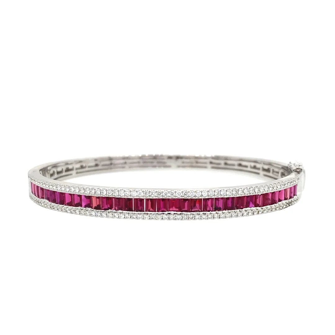 18K White Gold Ruby Bangle