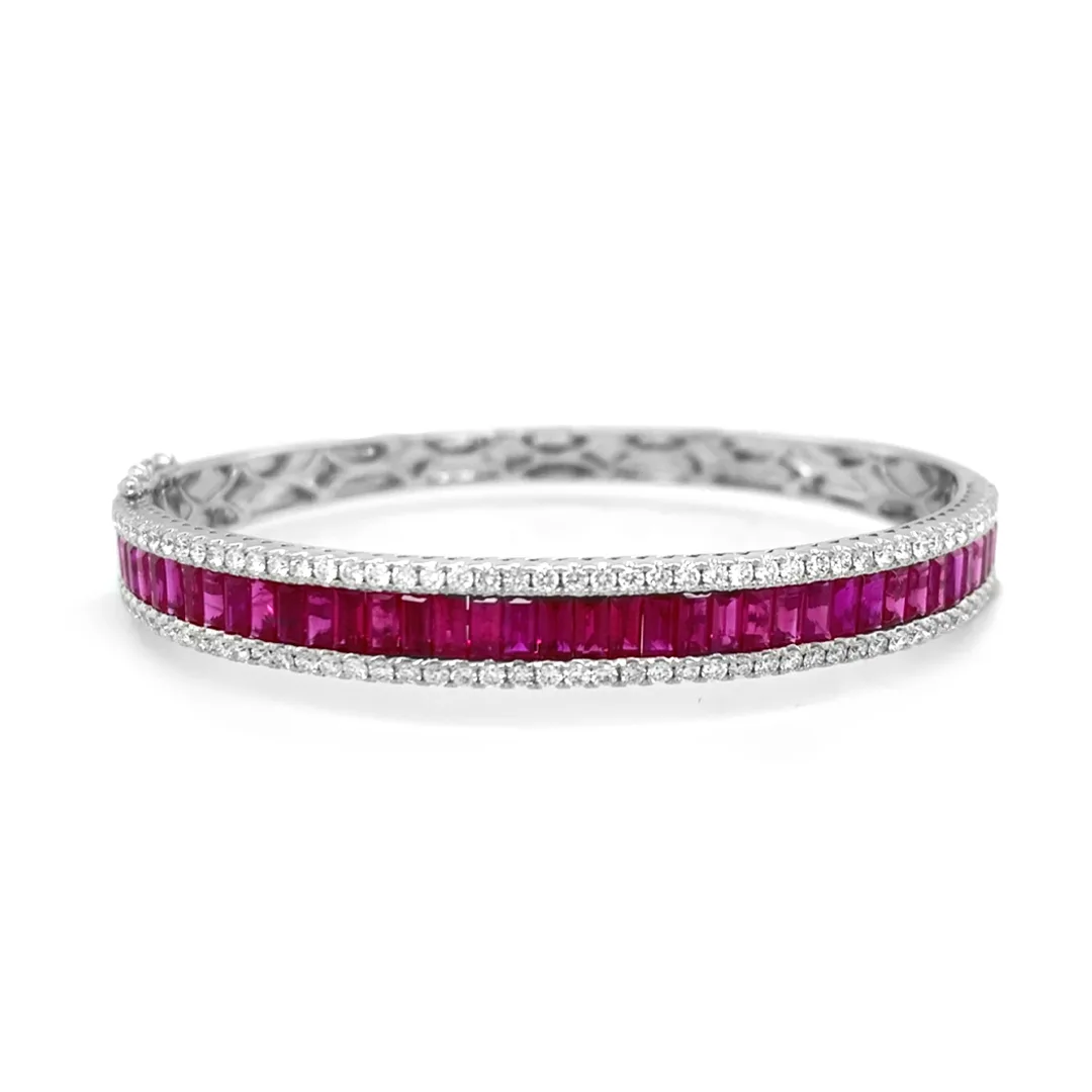 18K White Gold Ruby Bangle