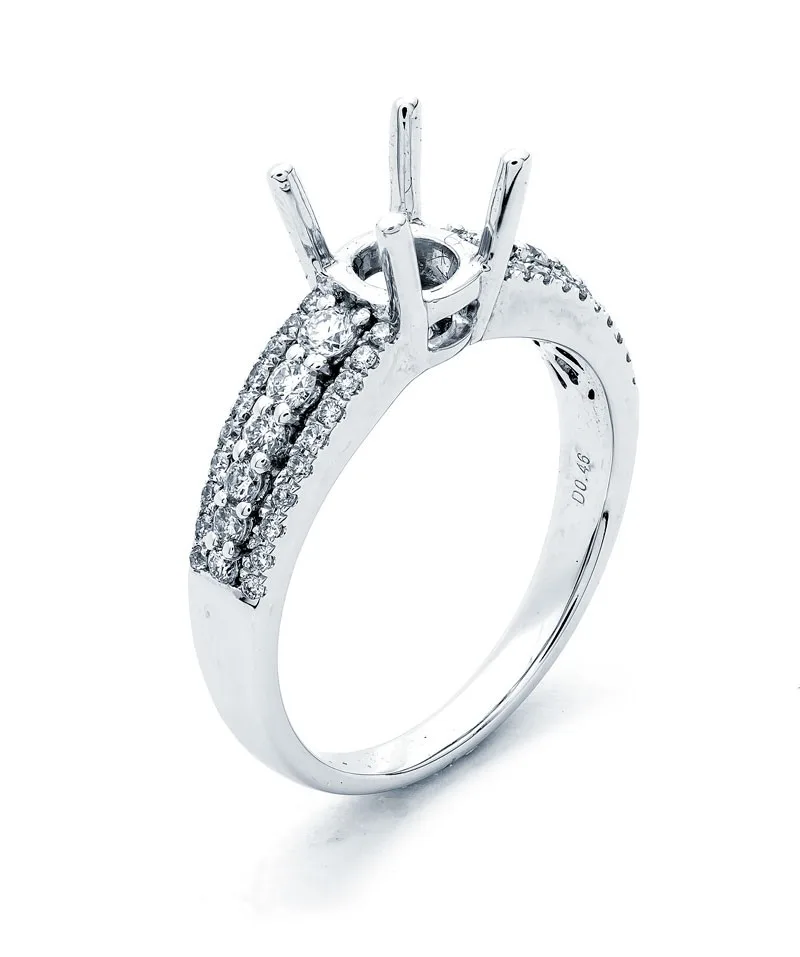 18K White Gold Semi Mount Ring