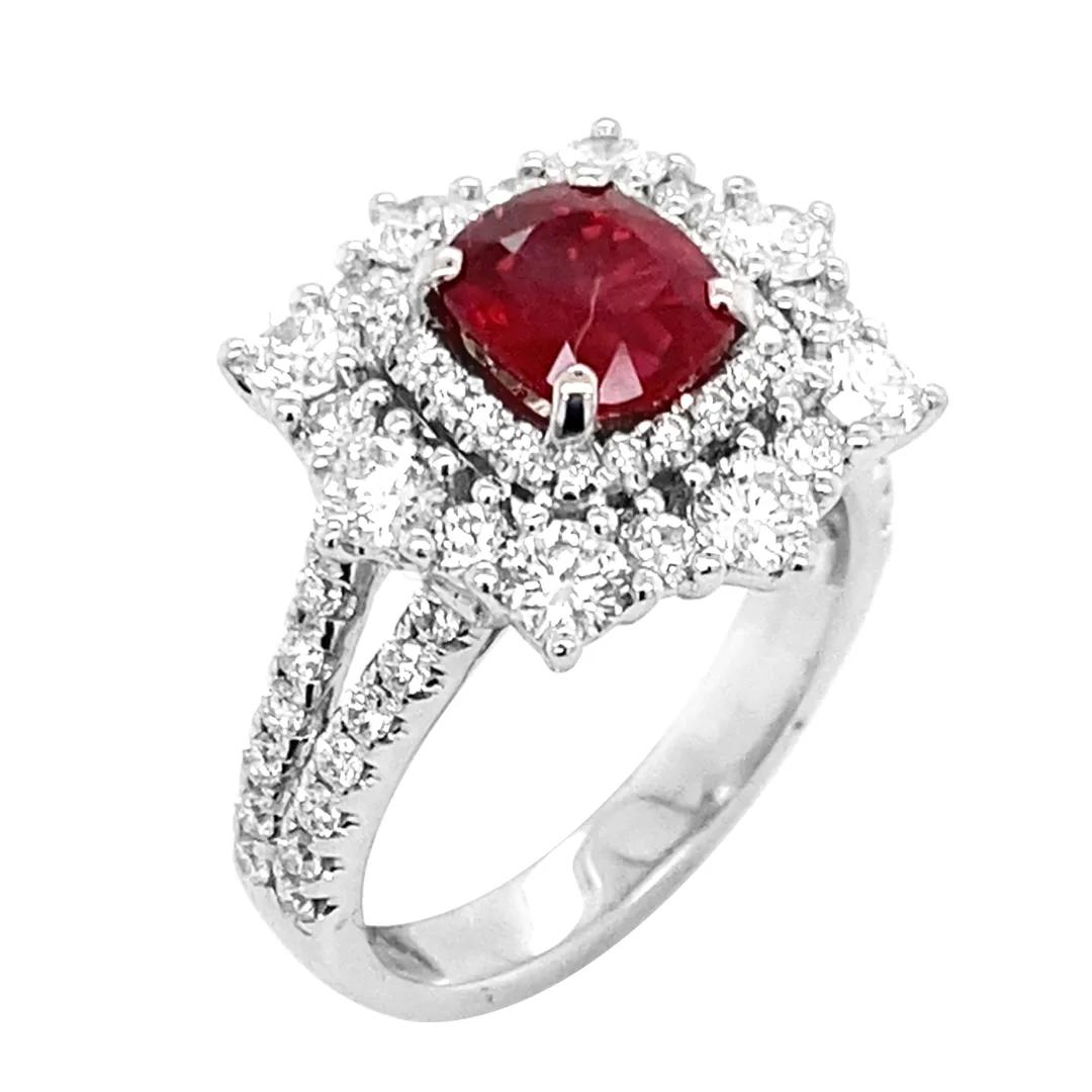 18K White Gold Ruby Band