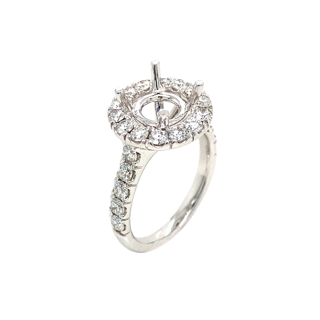 18K White Gold Semi Mount Ring