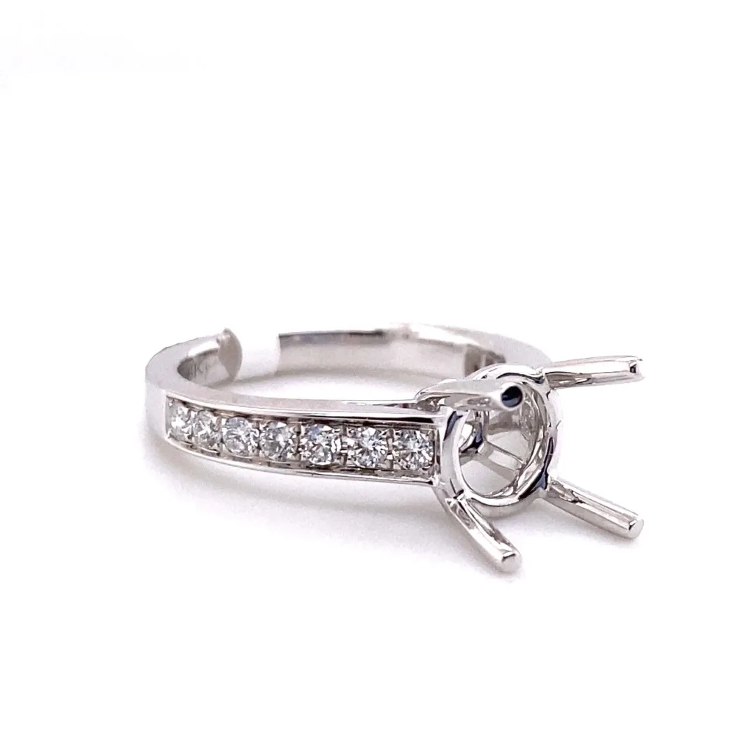 18K White Gold Semi Mount Ring