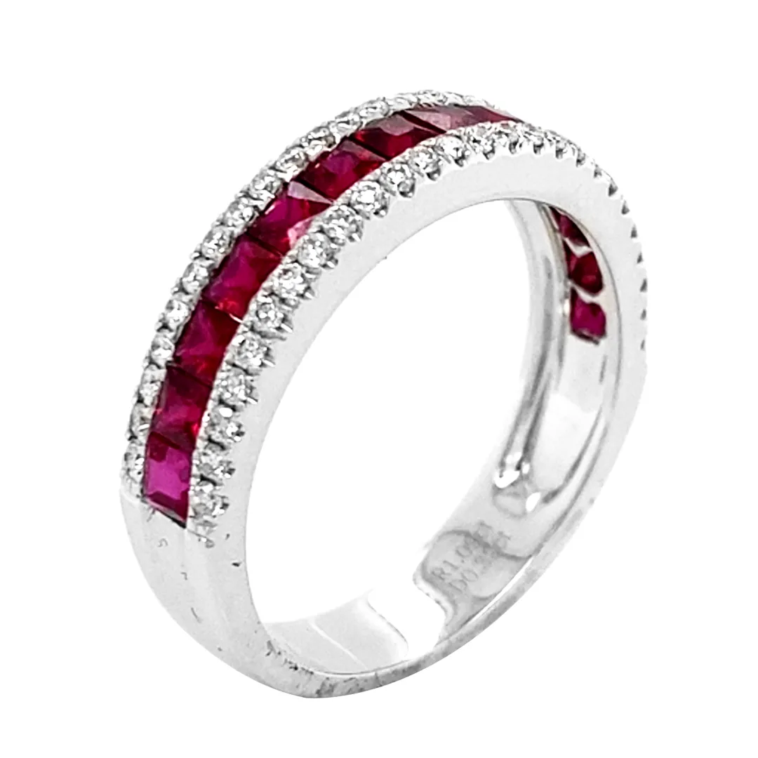 18K White Gold Ruby Band
