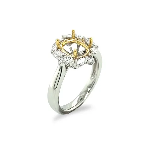 18K Two-Tone Gold Semi Mount Ring