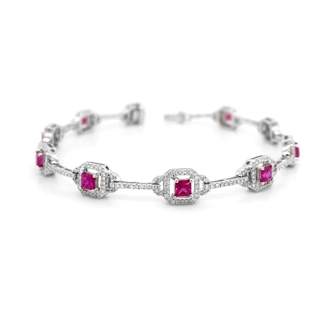 18K White Gold Ruby Bracelet