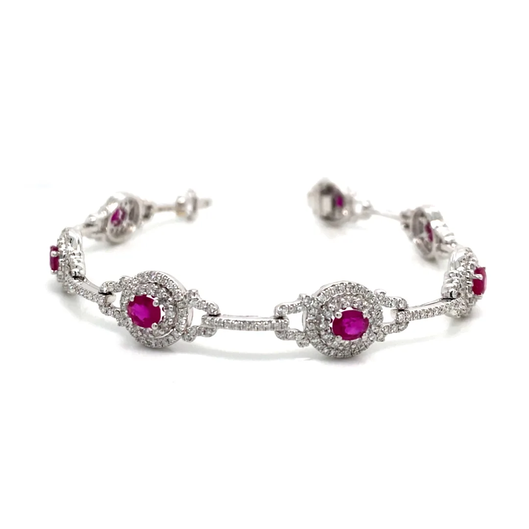 18K White Gold Ruby Bracelet