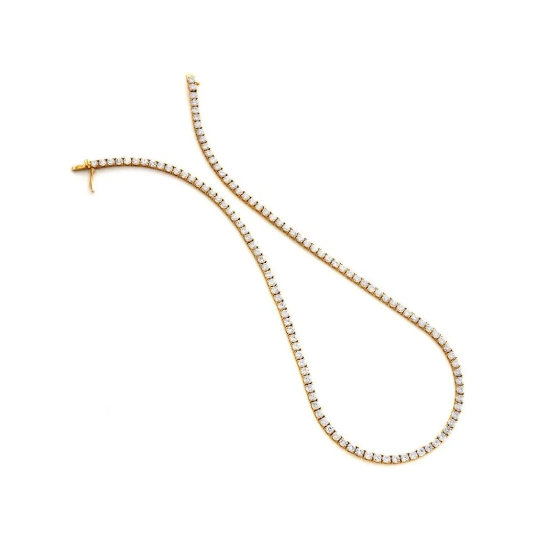 18K Yellow Gold Tennis Necklace