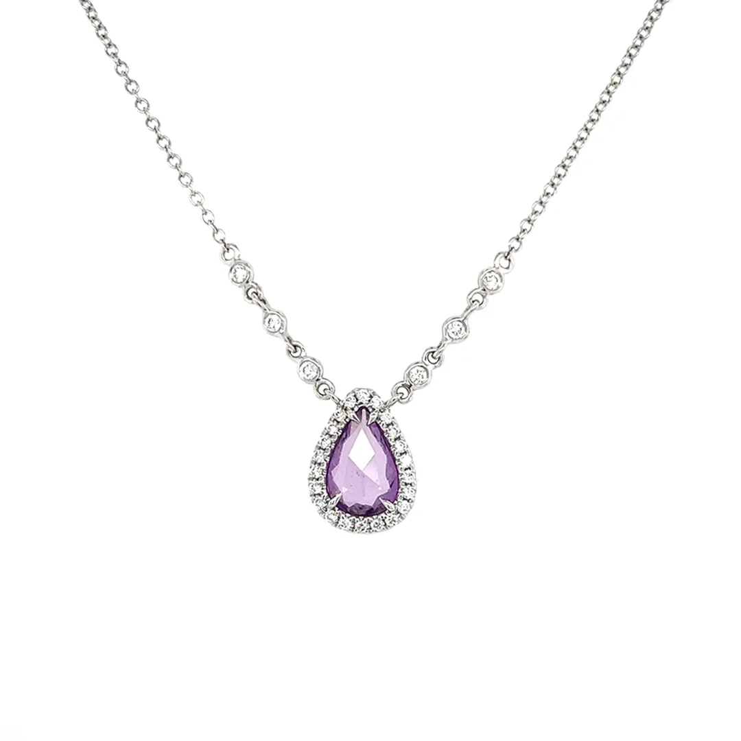 18K White Gold Sapphire Necklace