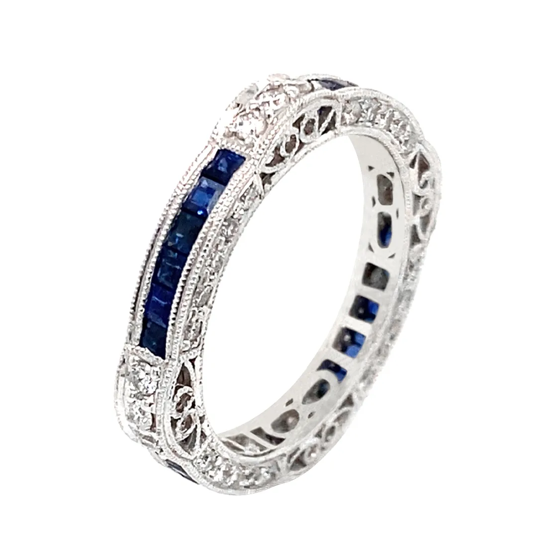 18K White Gold Sapphire Band