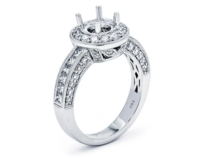 18K White Gold Semi Mount Ring