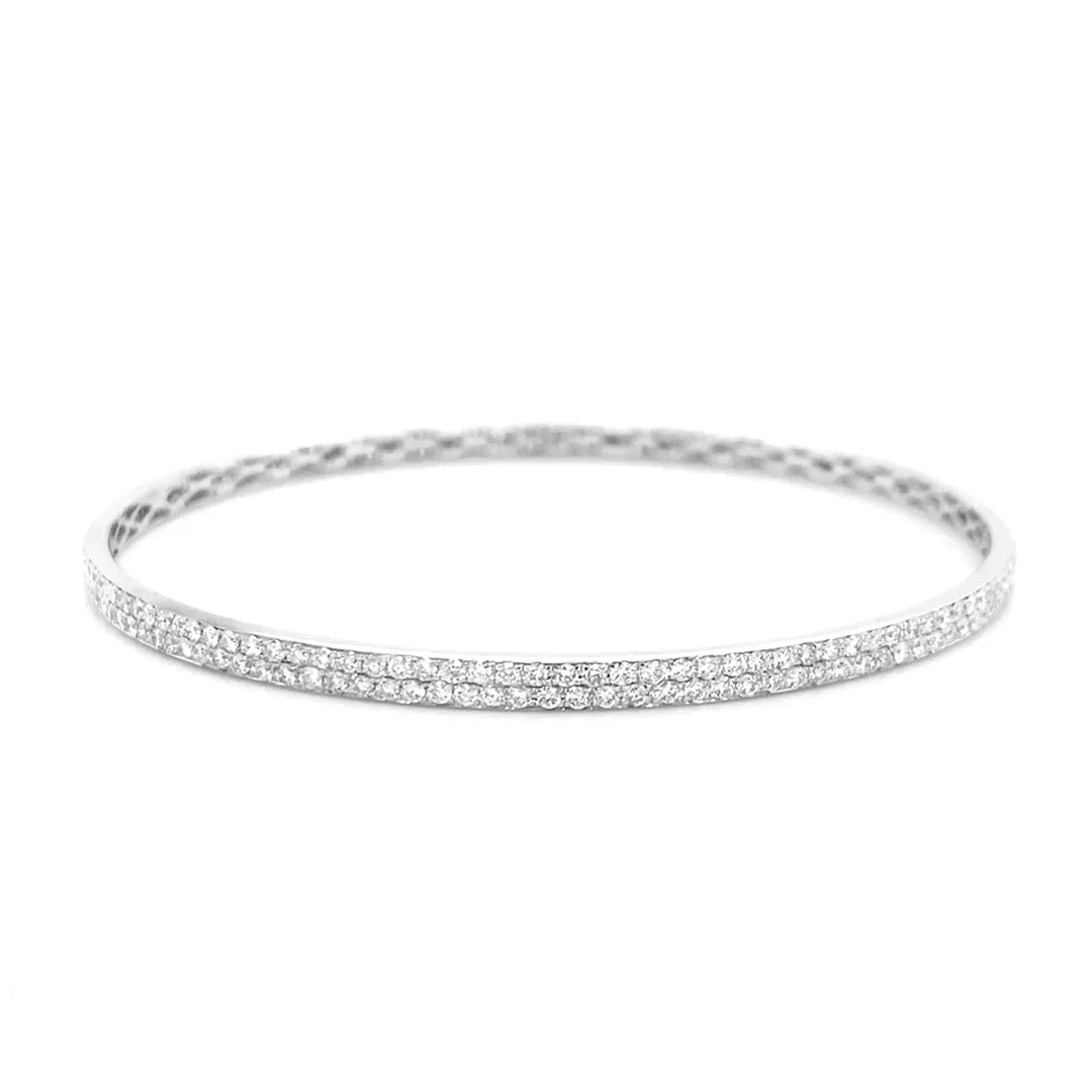 18K White Gold Diamond Bangle