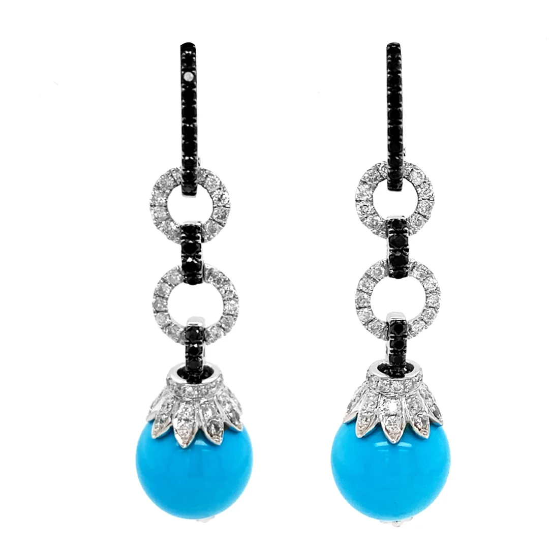 18K White Gold Turquoise Earrings