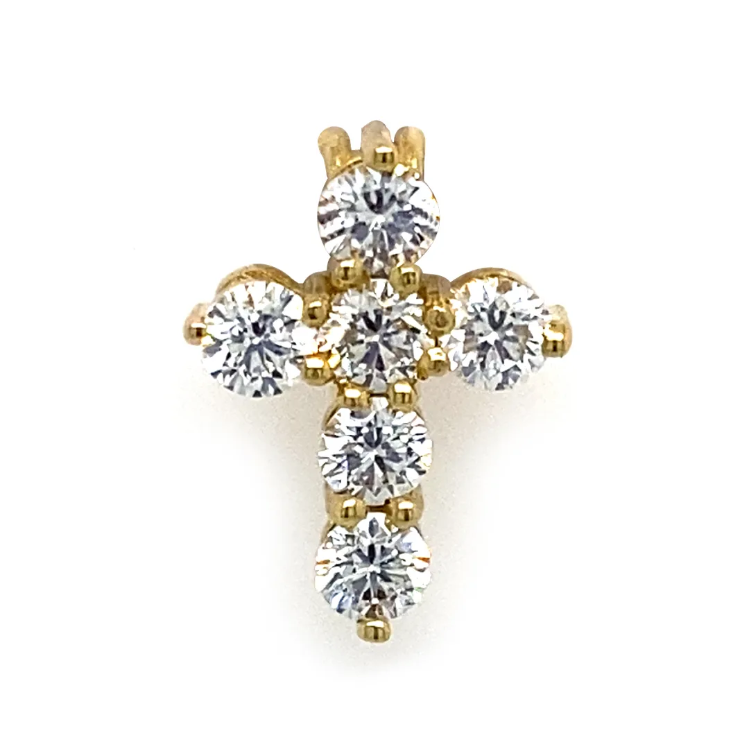 18K Yellow Gold Diamond Cross Pendant