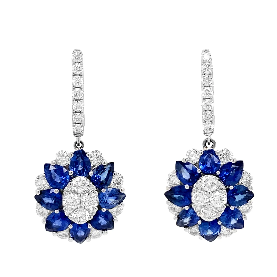 18K White Gold Sapphire Earrings
