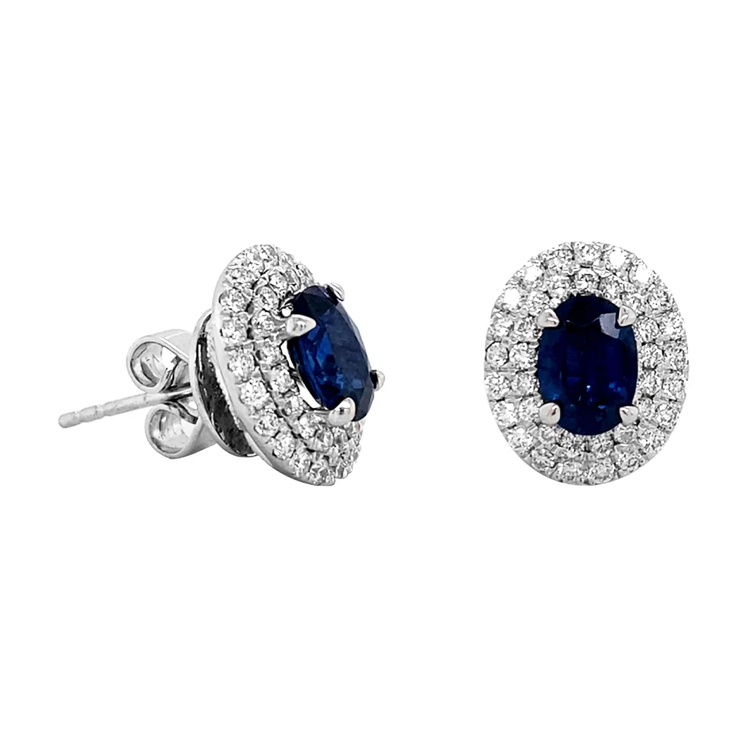 18K White Gold Sapphire Earrings