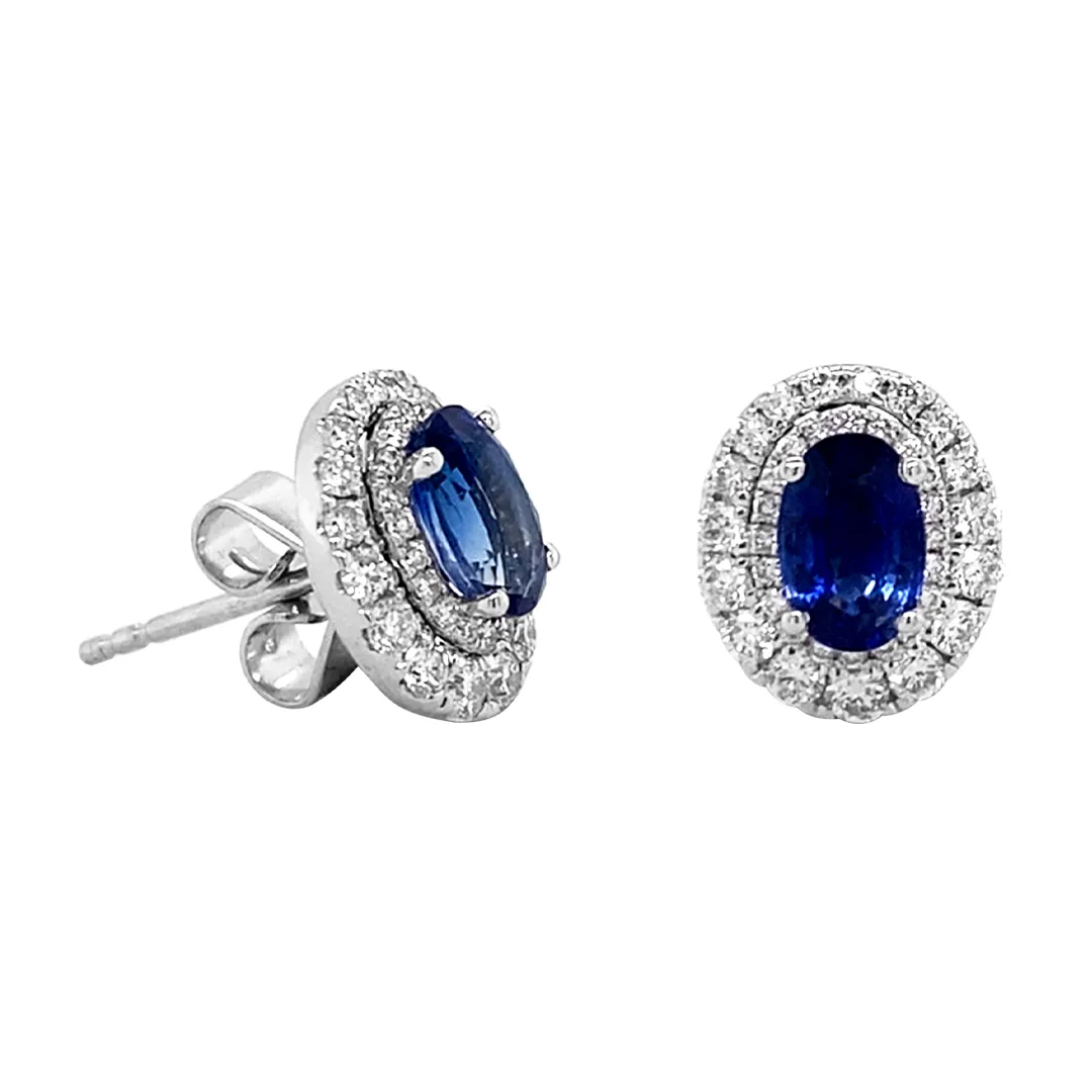 18K White Gold Sapphire Earrings