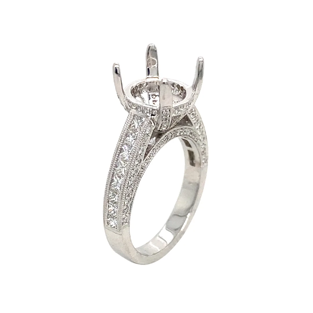 18K White Gold Semi Mount Ring