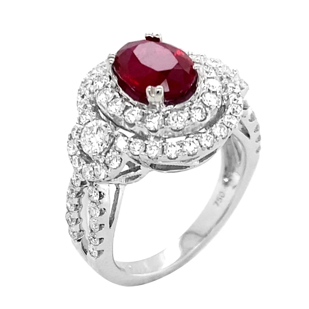 18K White Gold Ruby Ring