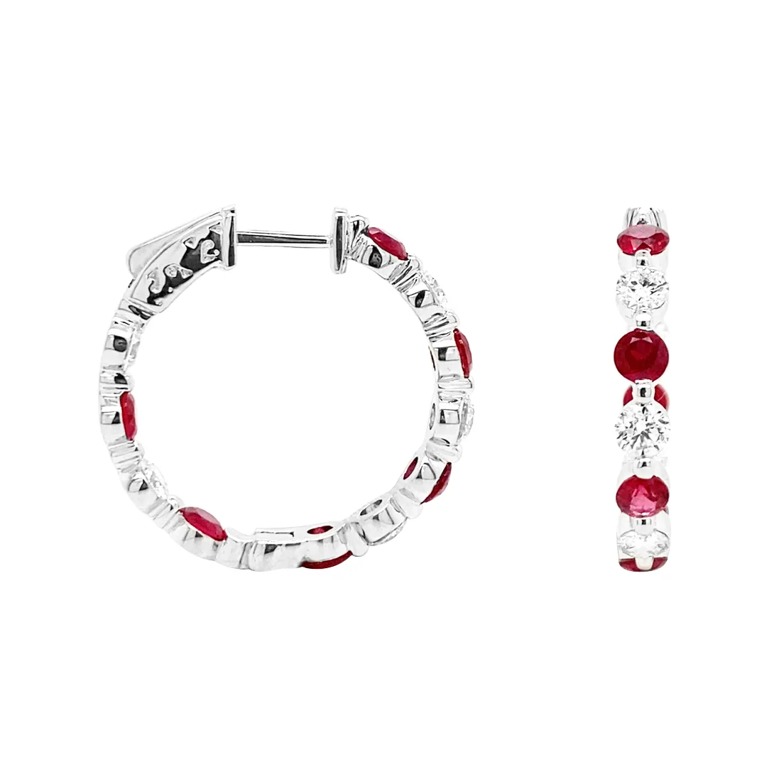 18K White Gold Ruby Earrings