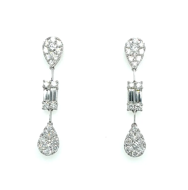18K White Gold Diamond Earrings