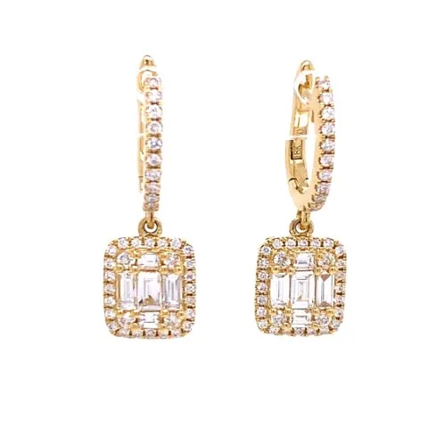 18K Yellow Gold Diamond Earrings