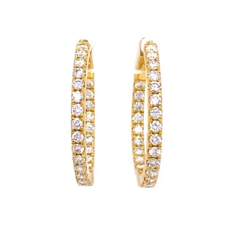 18K Yellow Gold Diamond Hoop Earrings