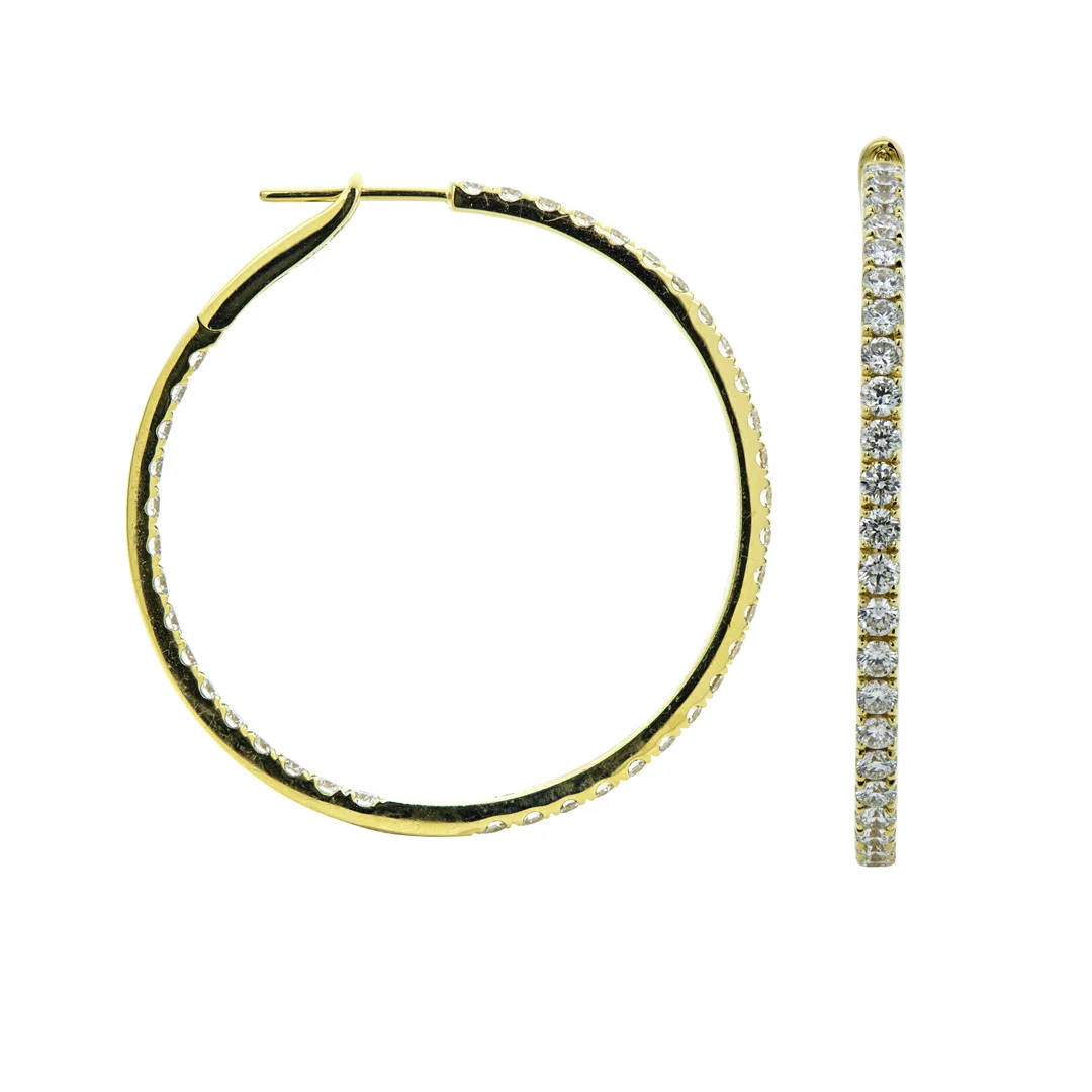 18K Yellow Gold Diamond Hoops