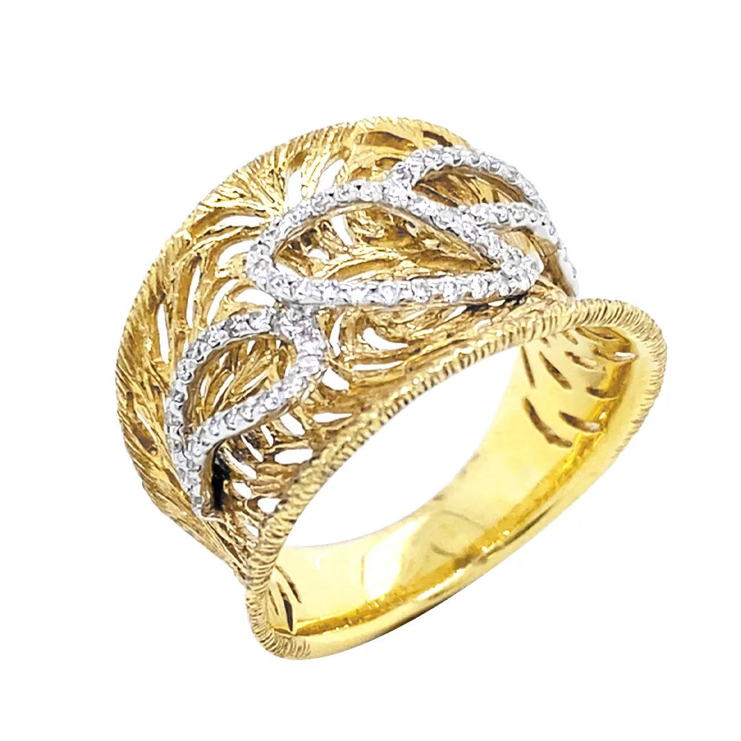 18K Two-Tone Gold Diamond Band