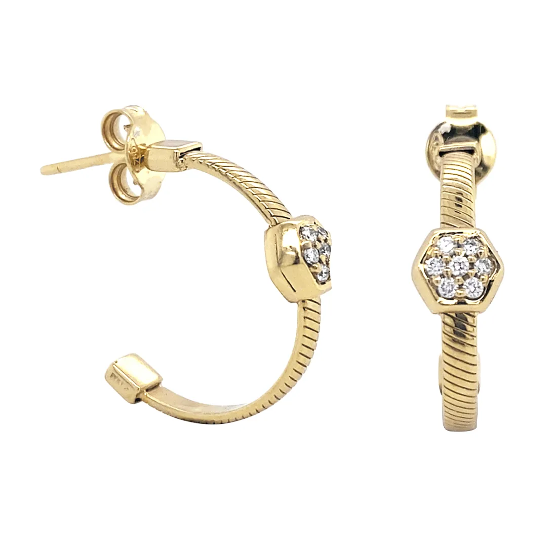 18K Yellow Gold Diamond Hoops