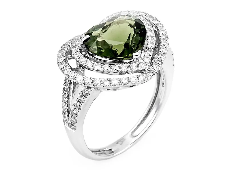 14K White Gold Green Tourmaline Ring
