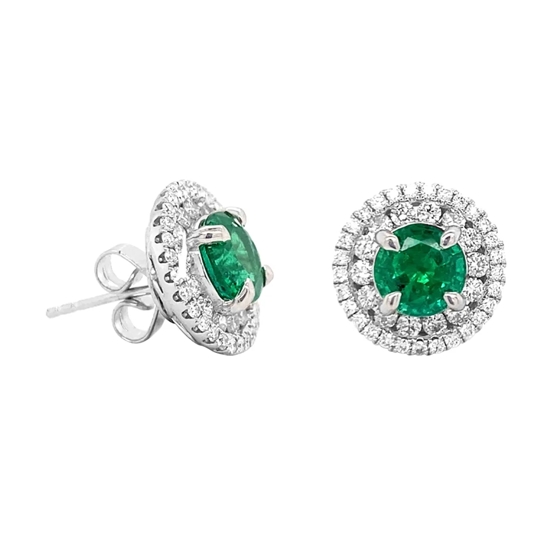 18K White Gold Emerald Earrings