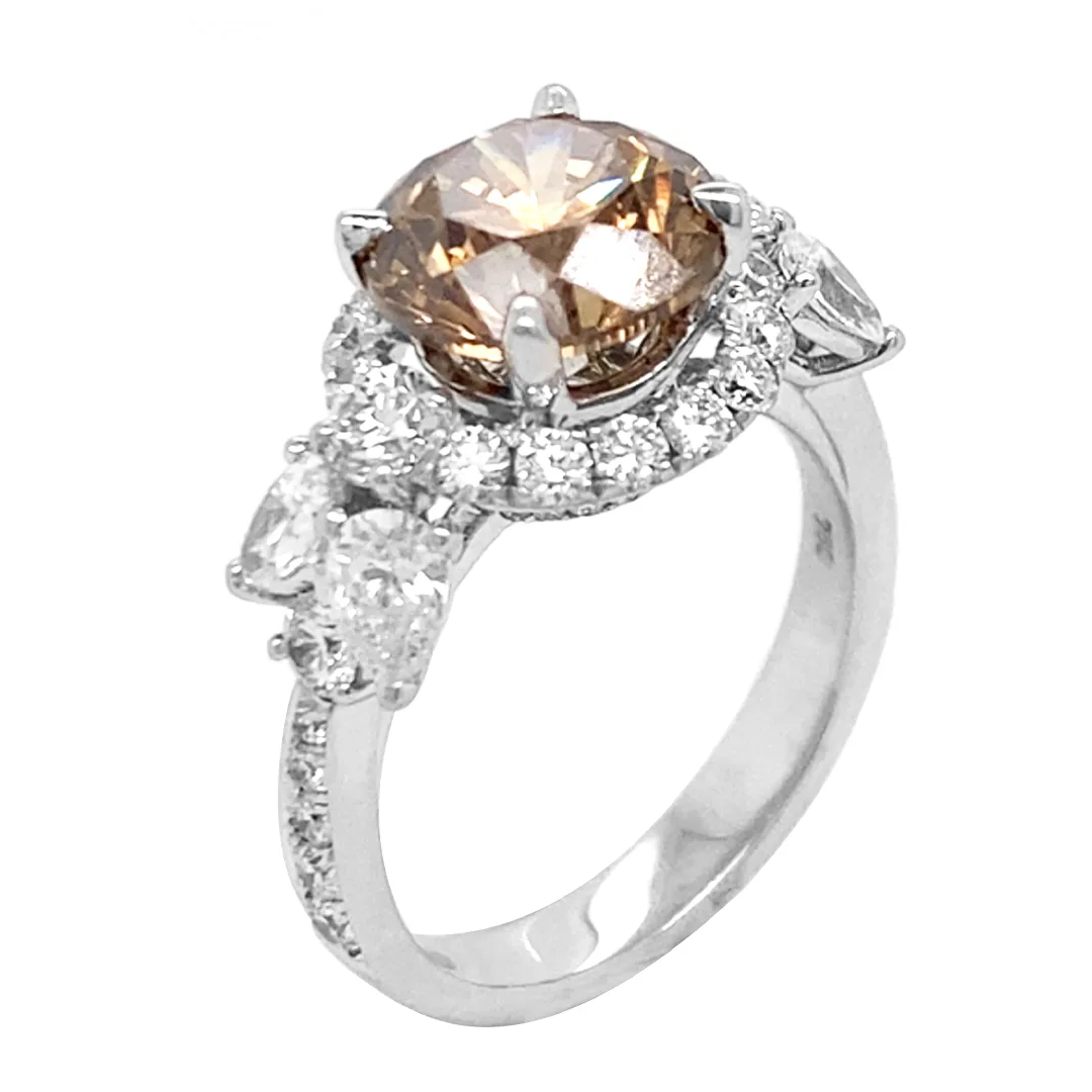 18K White Gold Brown Diamond Ring
