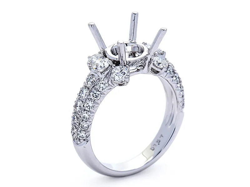 18K White Gold Semi Mount Ring