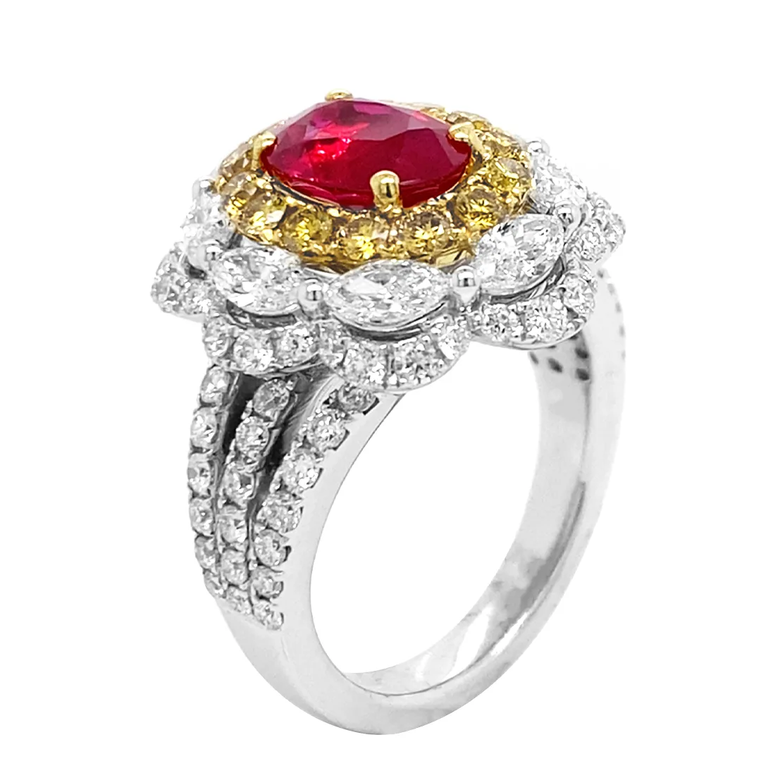 18K Two-Tone Gold Ruby Ring