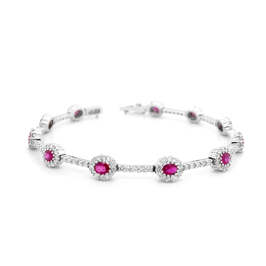 18K White Gold Ruby Bracelet