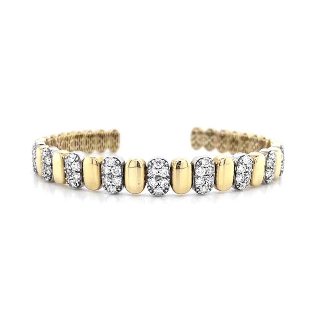 14K Two-Tone Gold Diamond Bangle