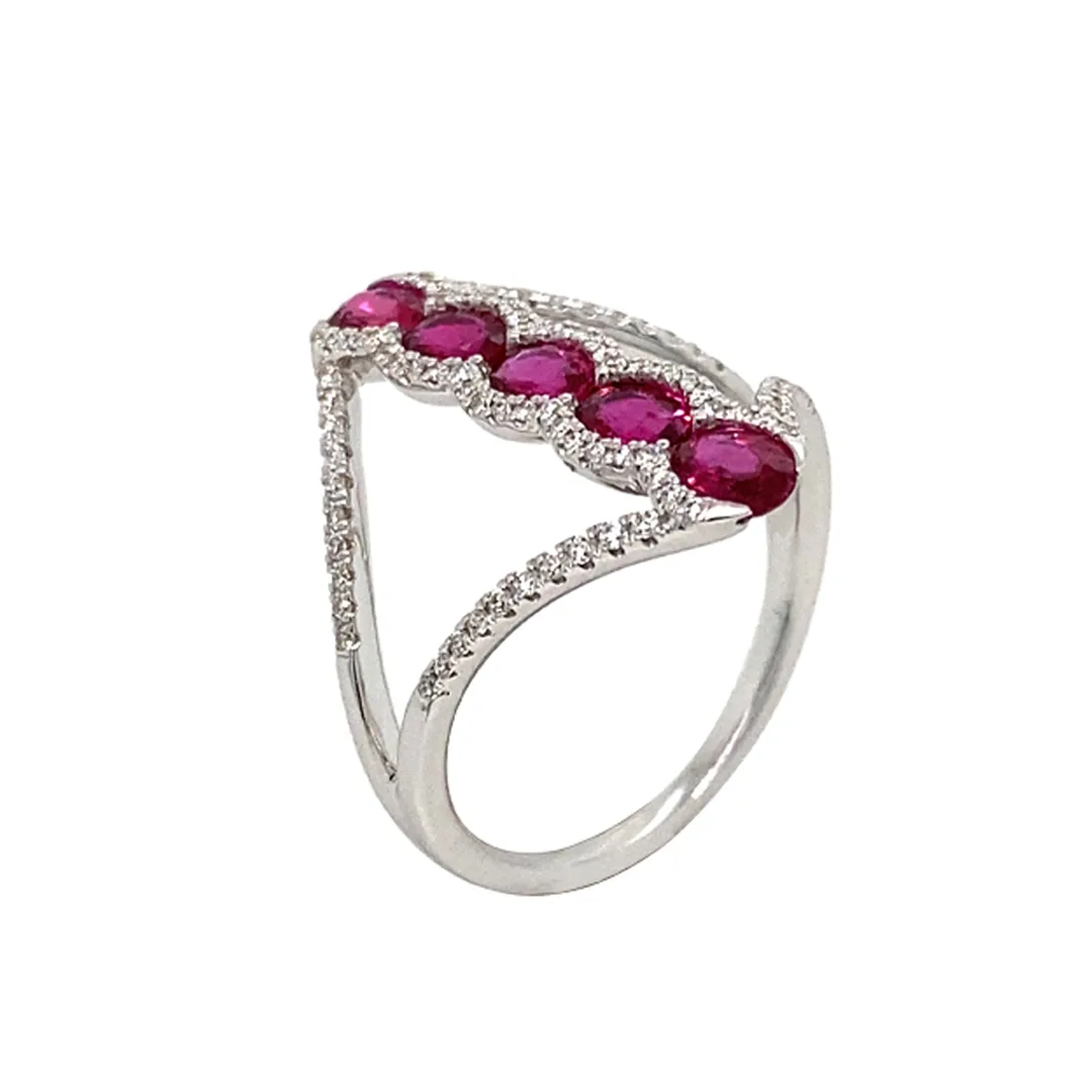 18K White Gold Ruby Band
