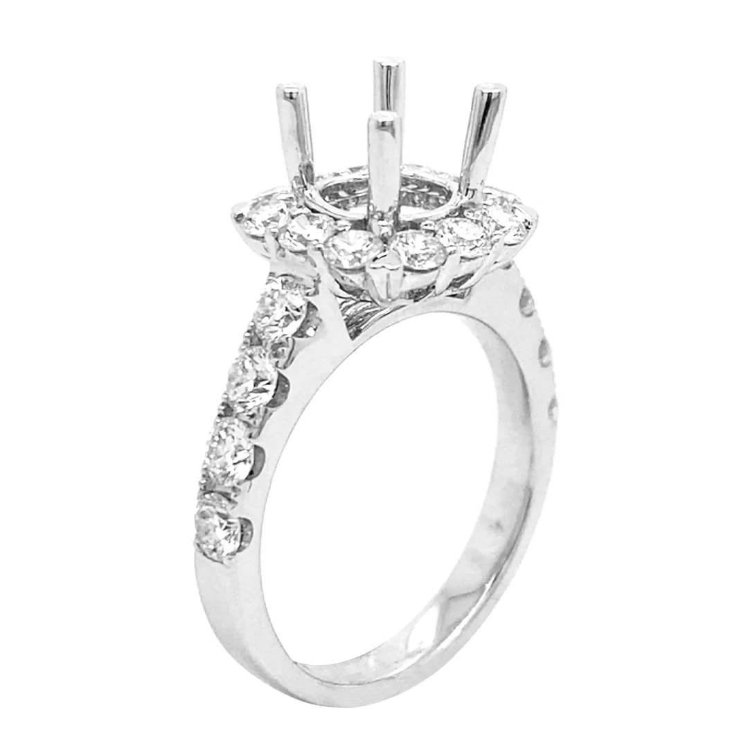 18K White Gold Semi Mount Ring