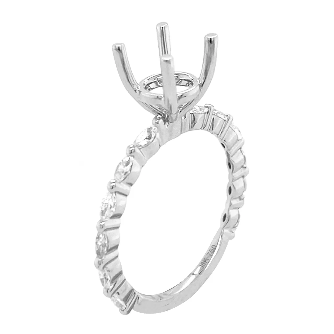 18K White Gold Semi Mount Ring