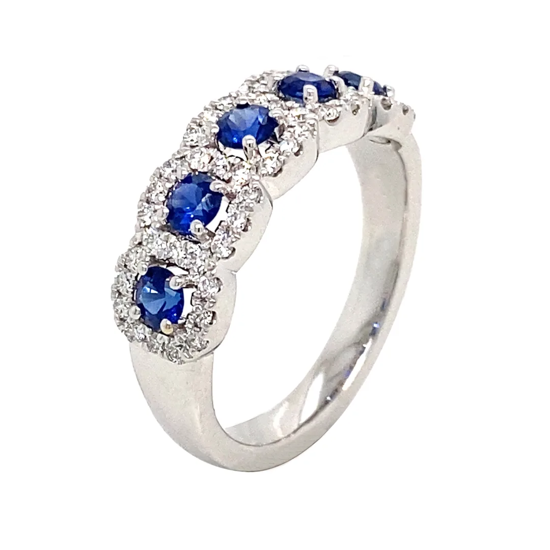 18K White Gold Sapphire Band