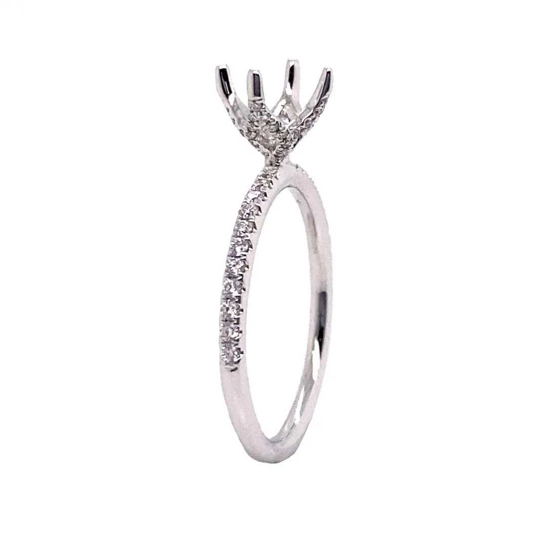 18K White Gold Semi Mount Ring