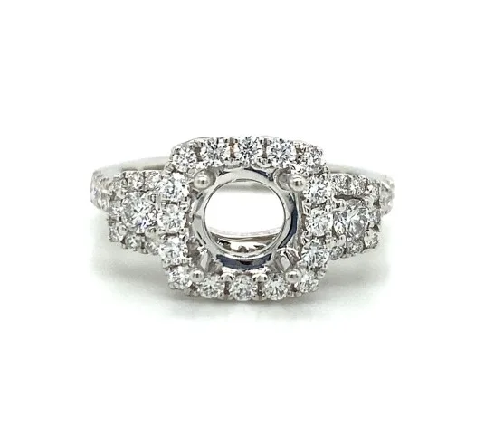 18K White Gold Semi Mount Ring