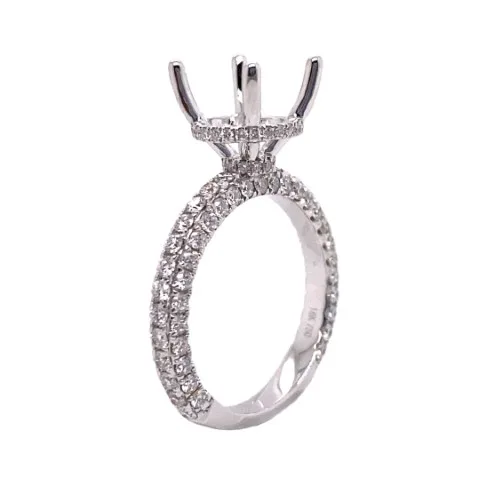 18K White Gold Semi Mount Ring
