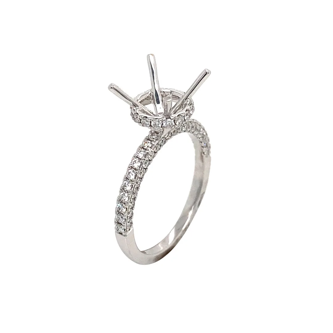 18K White Gold Semi Mount Ring