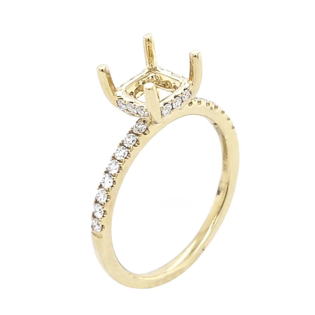 18K Yellow Gold Semi Mount Ring