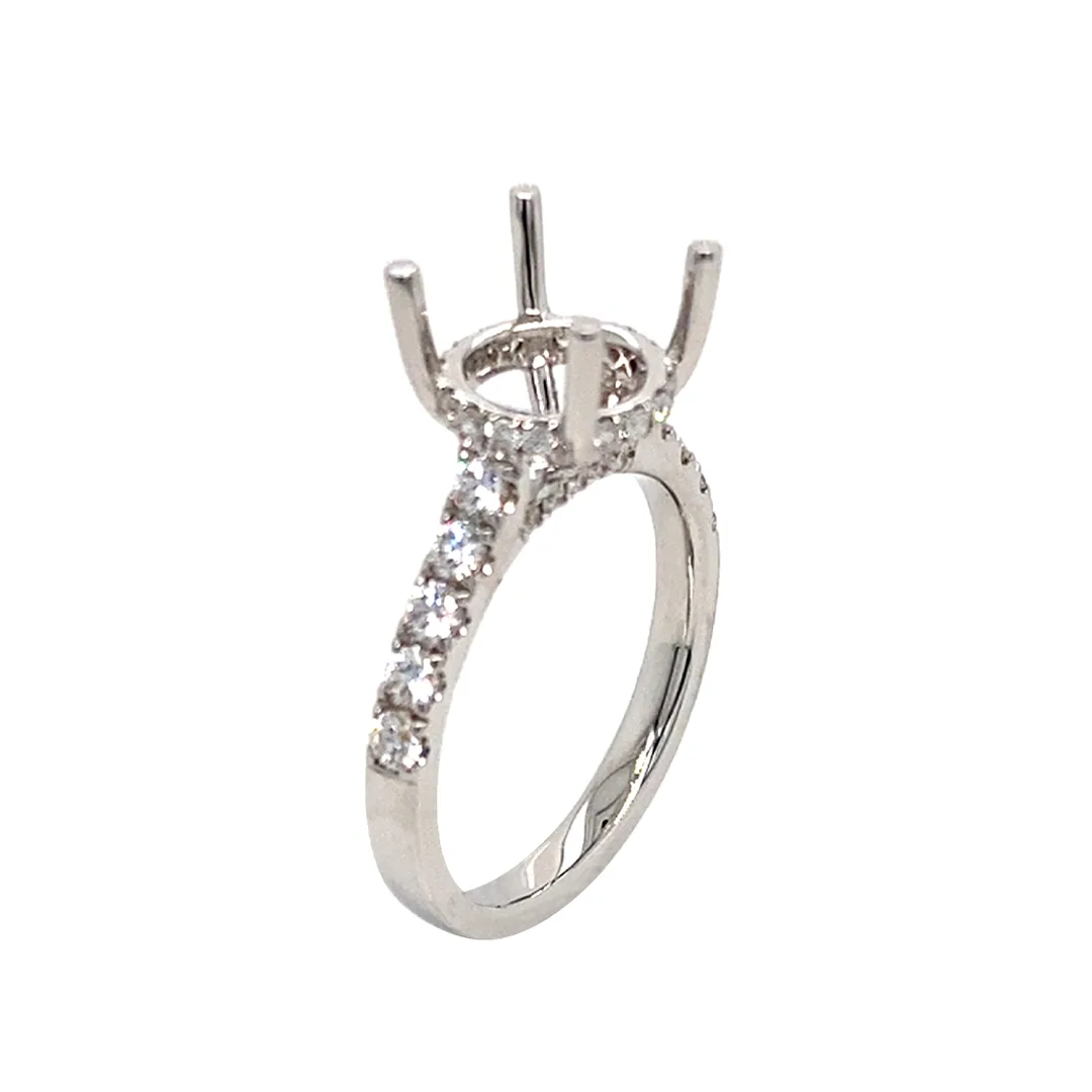 18K White Gold Semi Mount Ring